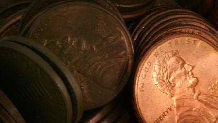 Monedas de un centavo de dólar.