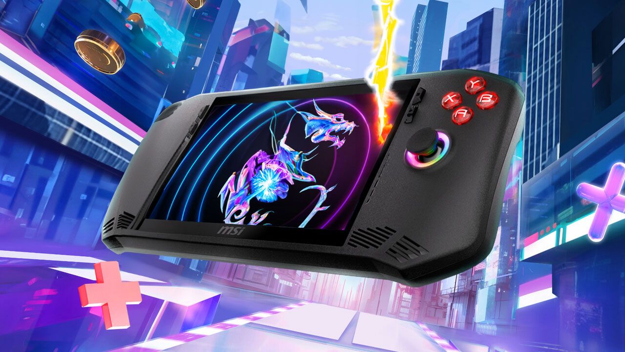 Consola MSI Claw sobre una pantalla de 7 pulgadas.