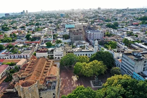  Vista área de la Ciudad Colonial de Santo Domingo.