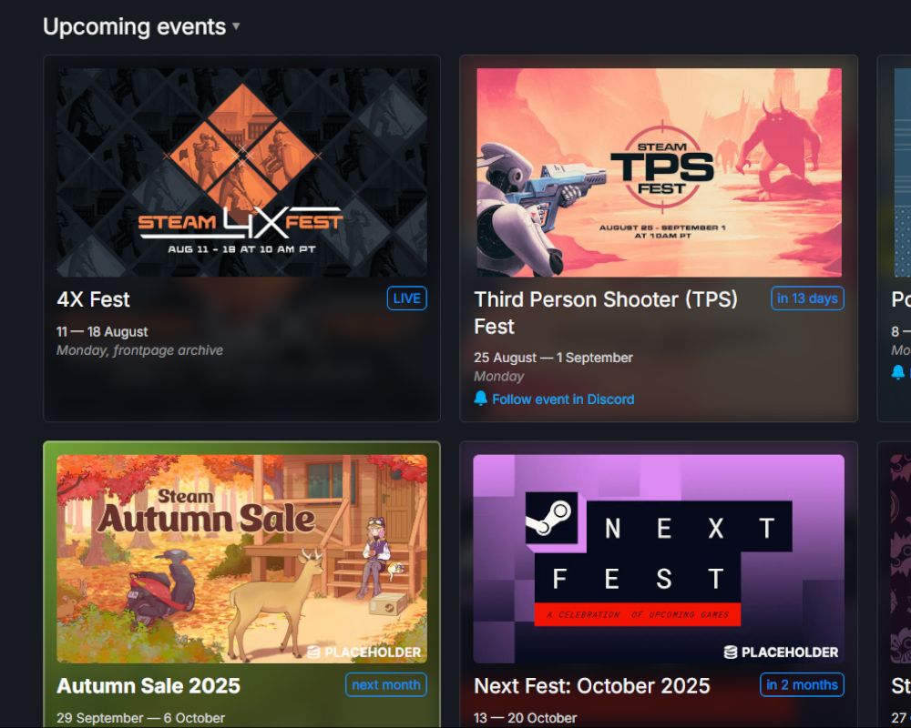 Calendario rebajas SteamDB.