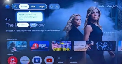 Imagen de la nueva interfaz de la pantalla de inicio de Google TV