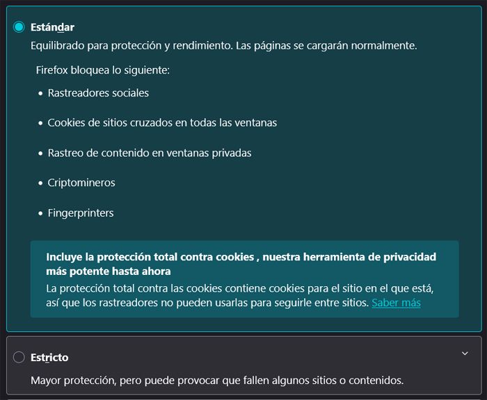 privacidad firefox